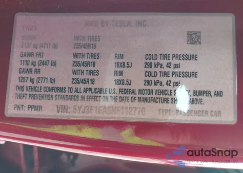 2022 Tesla Model 3 Rear-Wheel Drive из США, поврежденный, VIN 5YJ3E1EA6NF112770